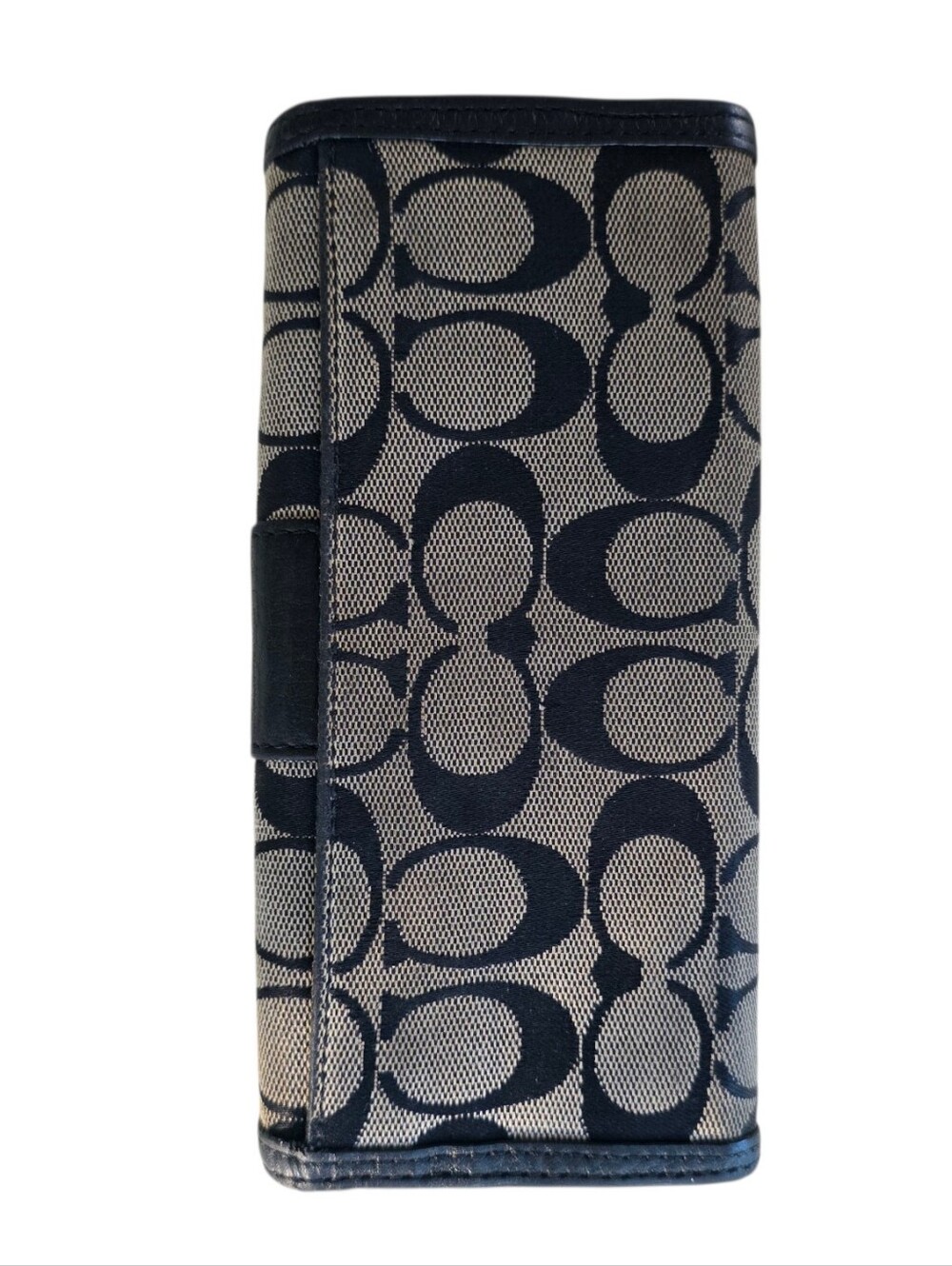Coach Signature Canvas Trifold Wallet Black/Beige - Picture 2 of 7